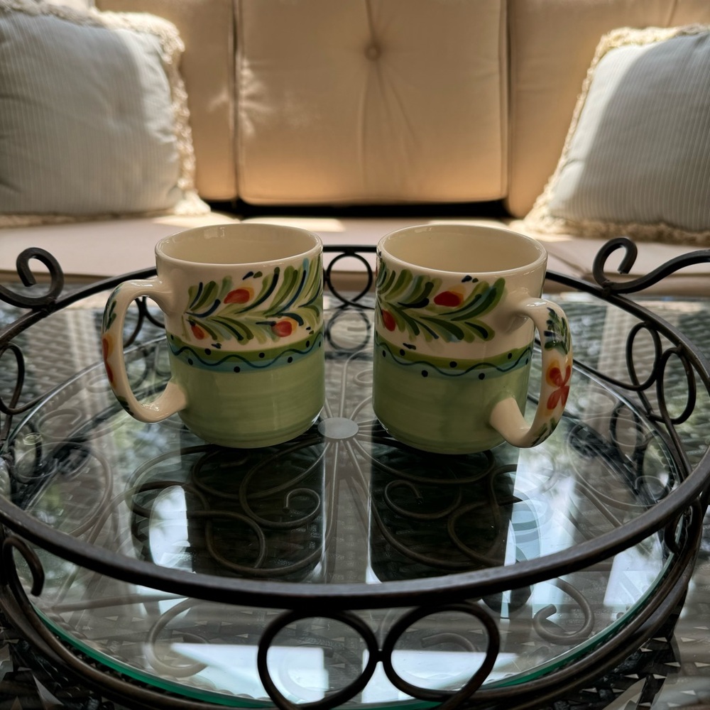 Southern Living at Home Gail Pittman Hand Painted   Provence Mugs, Set of 2